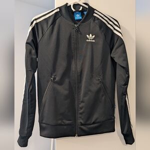 Adidas Black Jacket with White Stripes